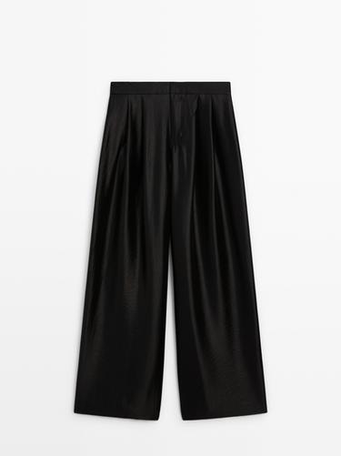 Zara Wide-leg voluminous trousers with darts - Black