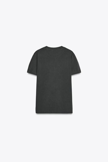 COTTON T-SHIRT WITH ENZYME FINISH - Charcoal by Zara - Image 3