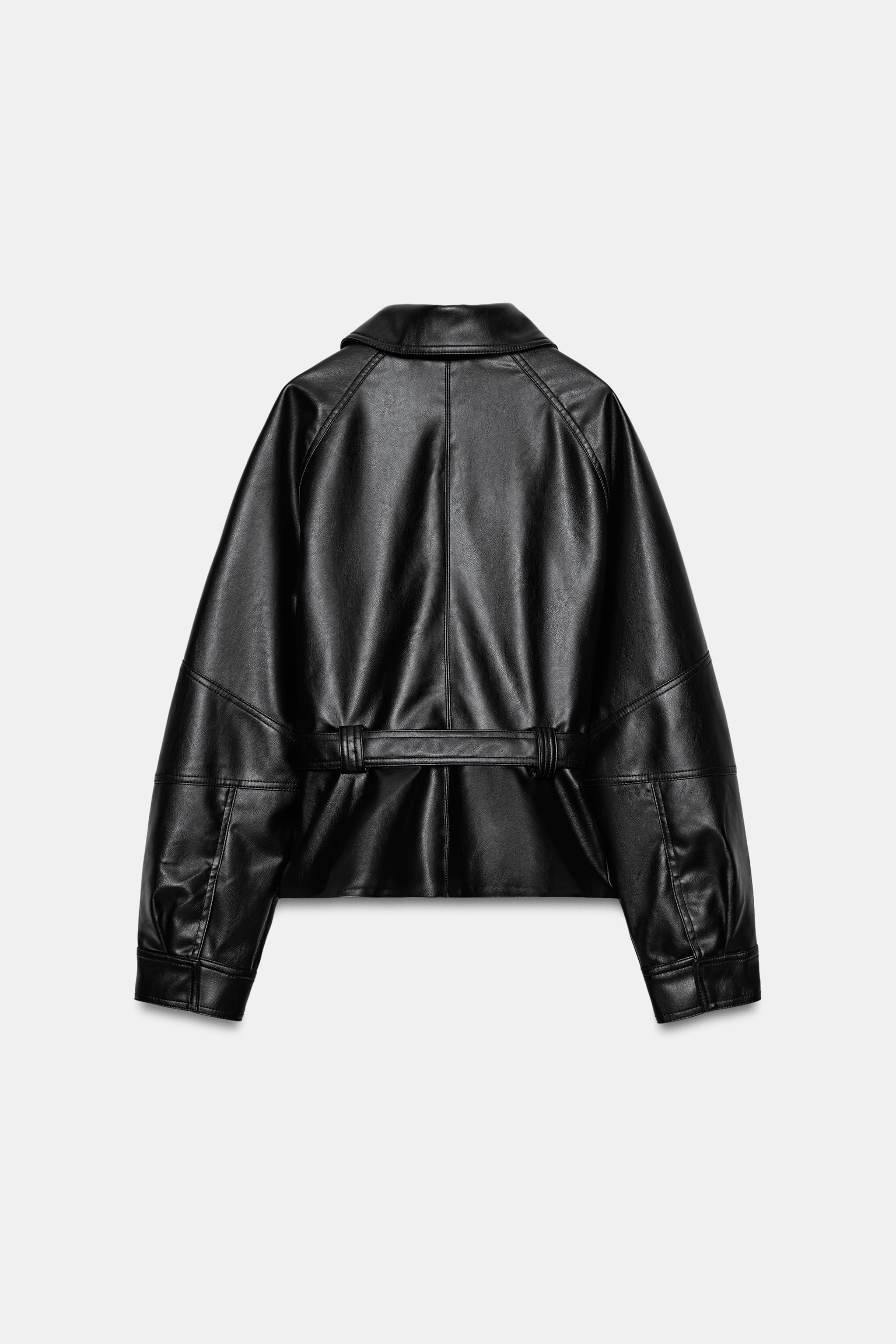 Женские куртки Zara FAUX LEATHER BELTED JACKET — фото 7