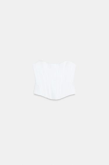 SATIN CORSET TOP - White by Zara - Image 0