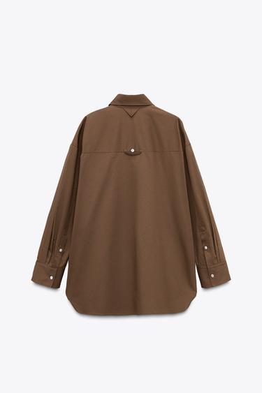 OVERSIZE GABARDINE SHIRT - Toffee by Zara - Image 5