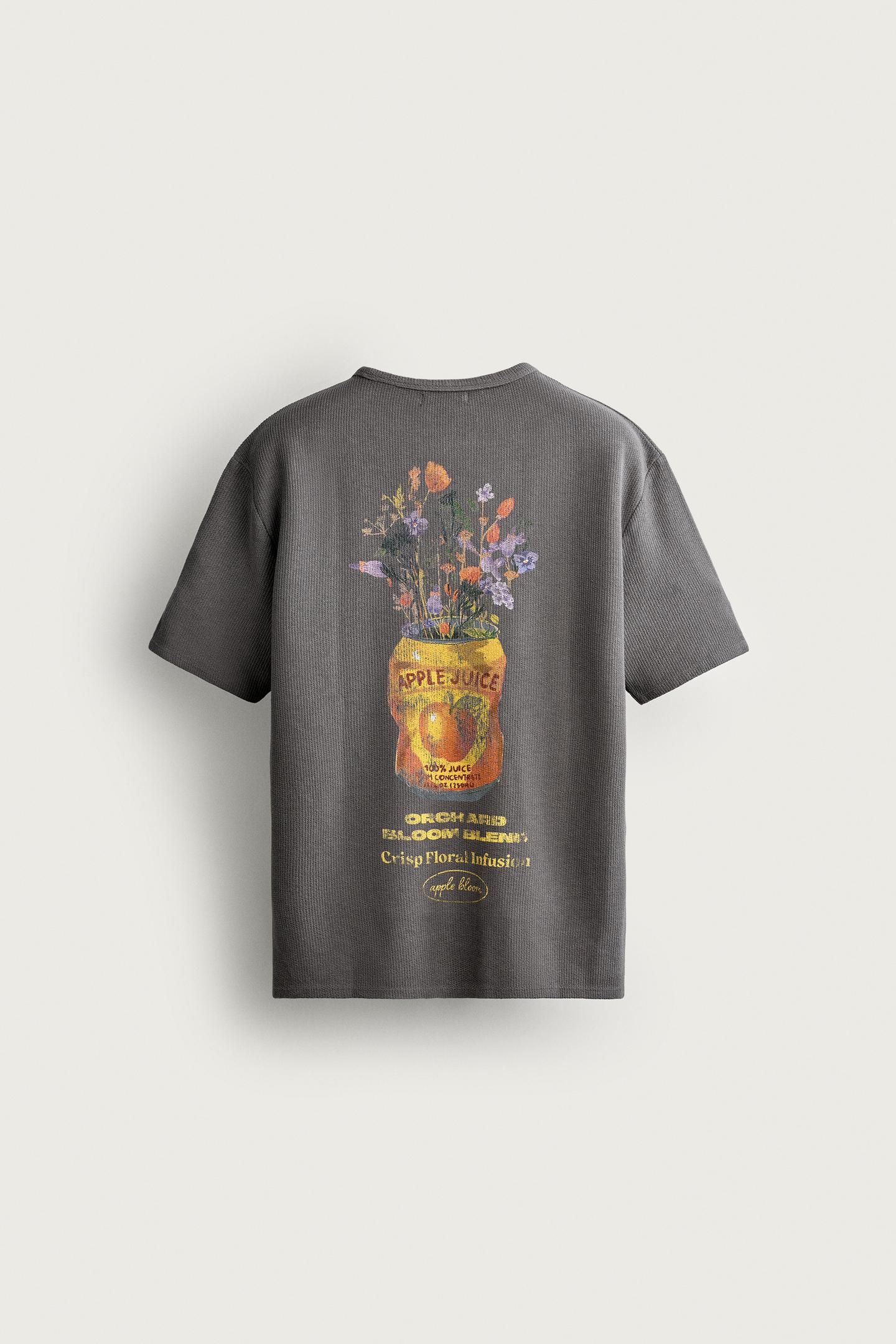 Мужская футболка Zara Washed Printed Knit, цвет: Антрацитовый серый — фото 7