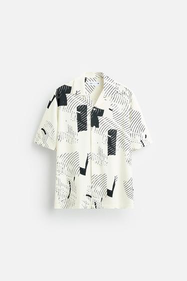 ABSTRACT PRINT STRETCH SHIRT - White by Zara