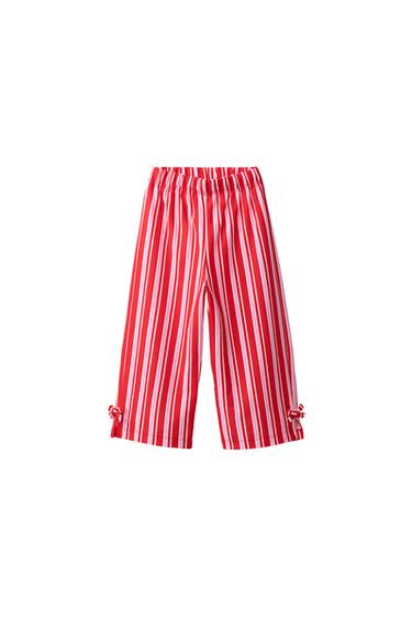 PANTALÓN ESTRUCTURA RAYAS LAZOS - Rojo vivo de Zara