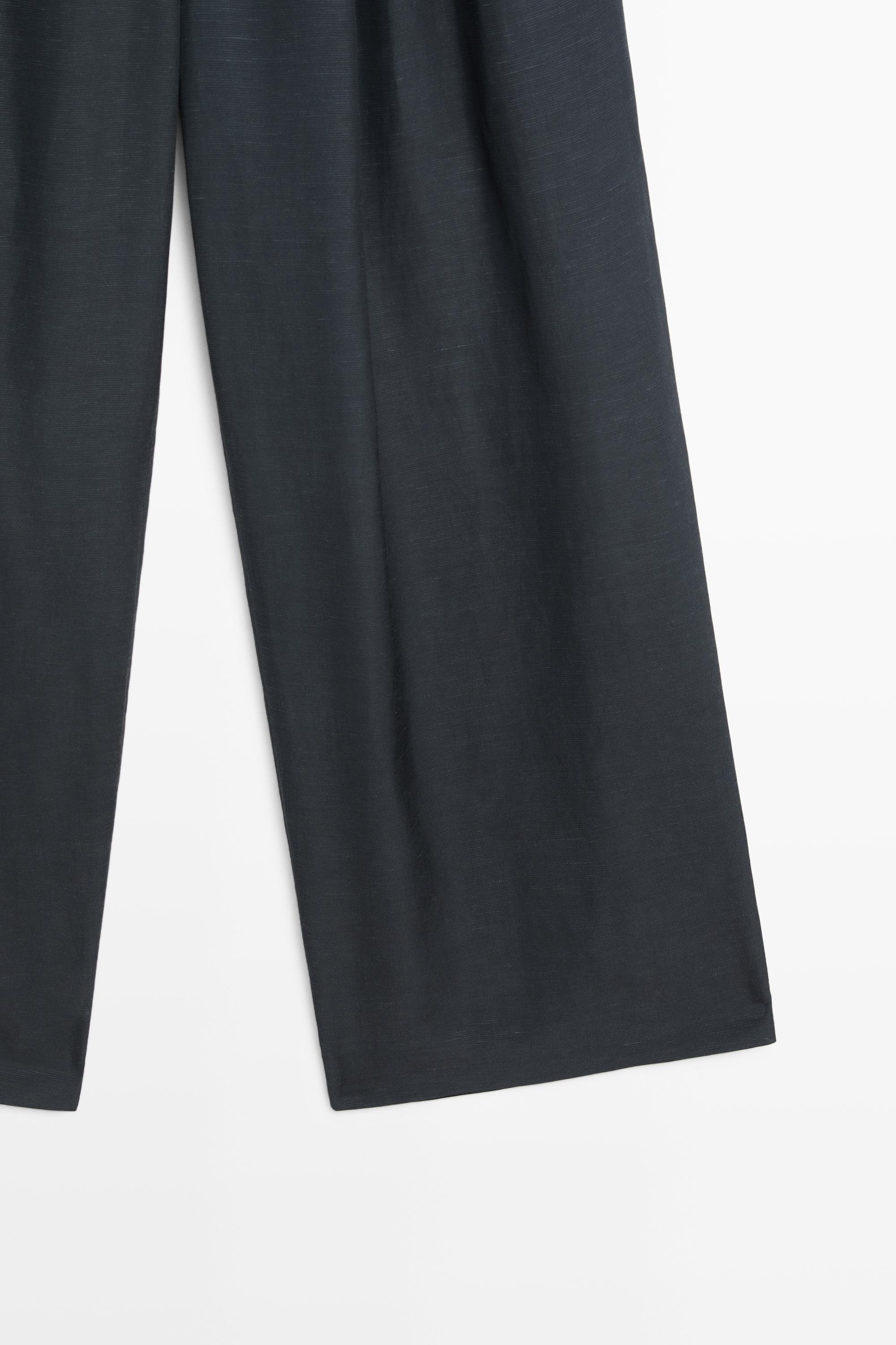 Linen-blend button-detail pants