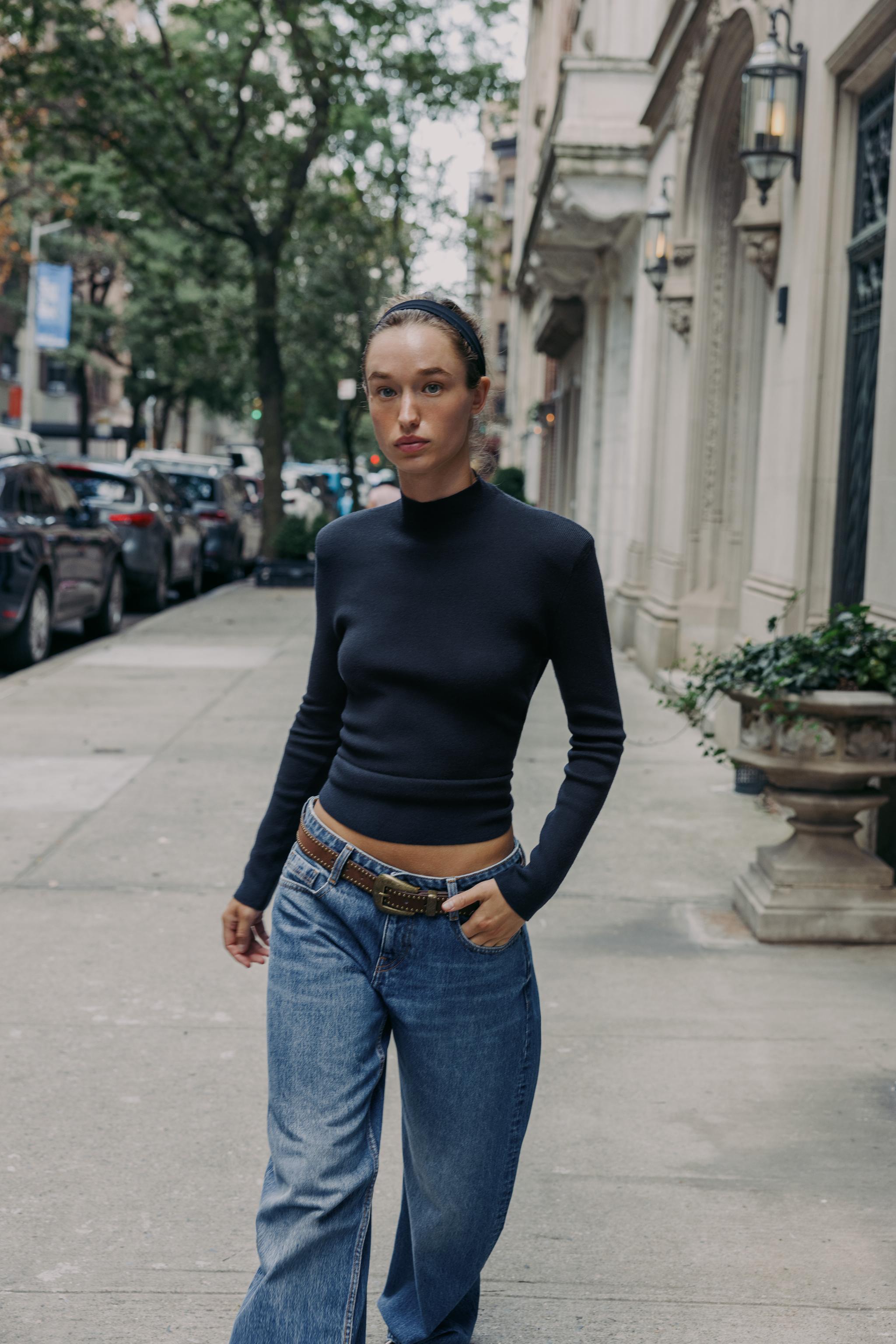 バックオープンニットトップス - ネイビーブルー | ZARA Japan