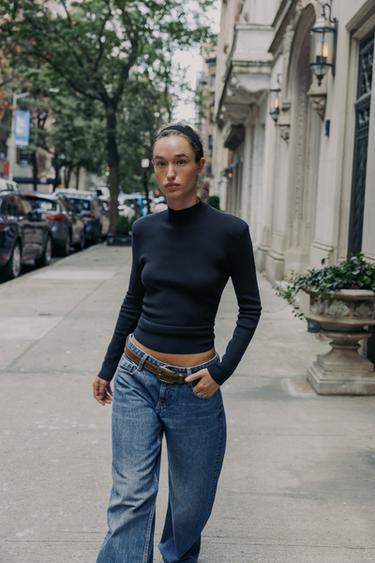 ТРИКОТАЖНИЙ СВЕТР З ВІДКРИТОЮ СПИНОЮ - Темно-синій/блакитний Zara