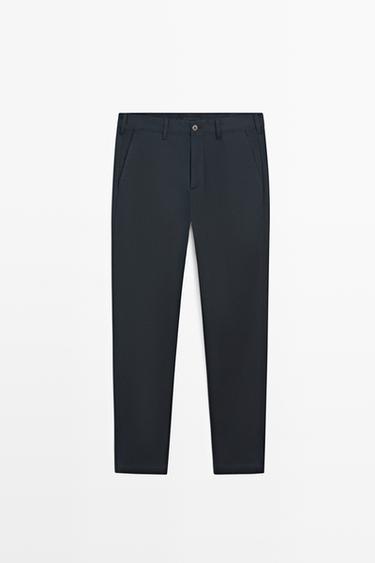 Zara Cotton blend slim fit pants - Navy blue