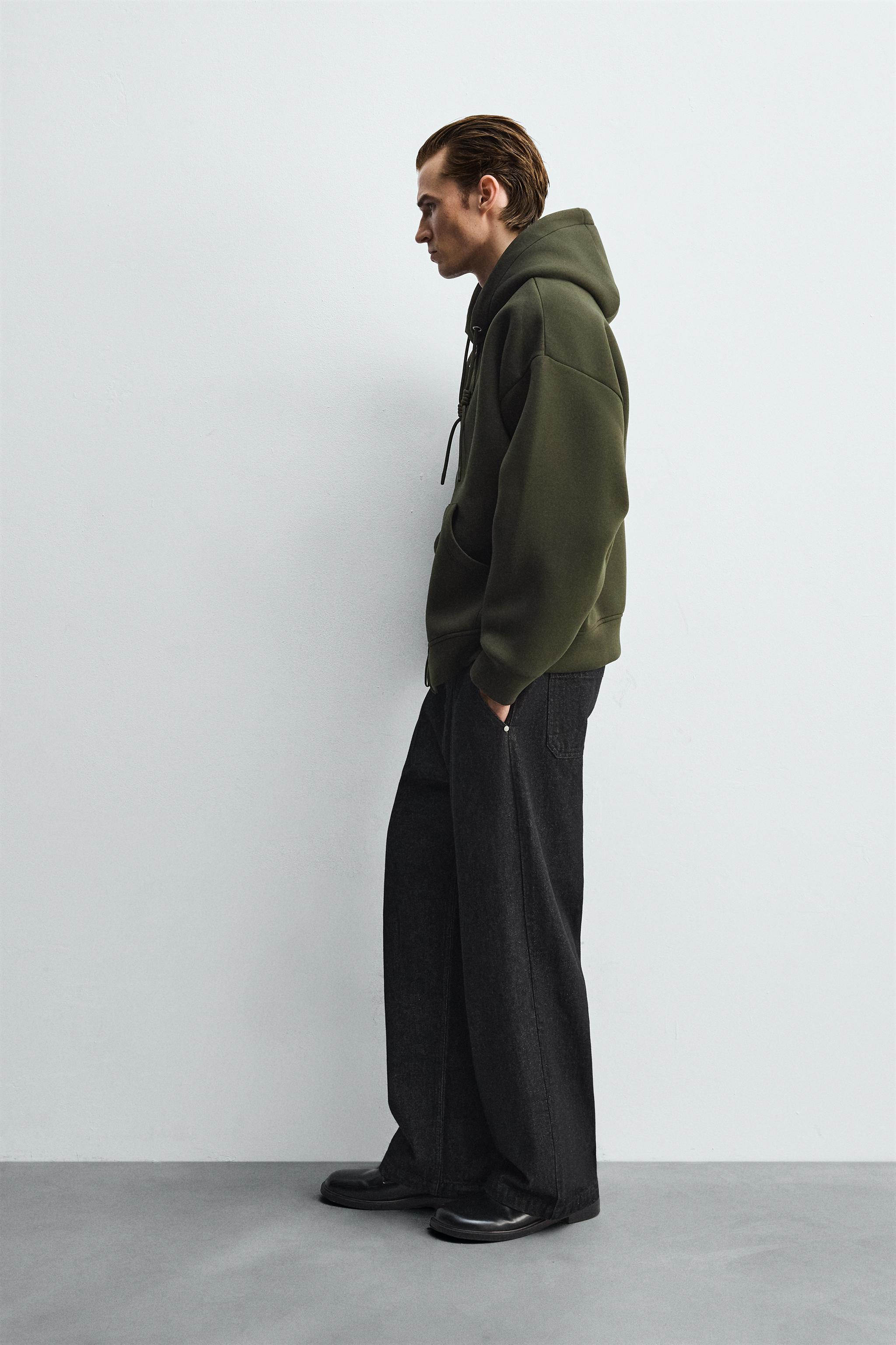 NEOPRENE EFFECT HOODIE SWEATSHIRT