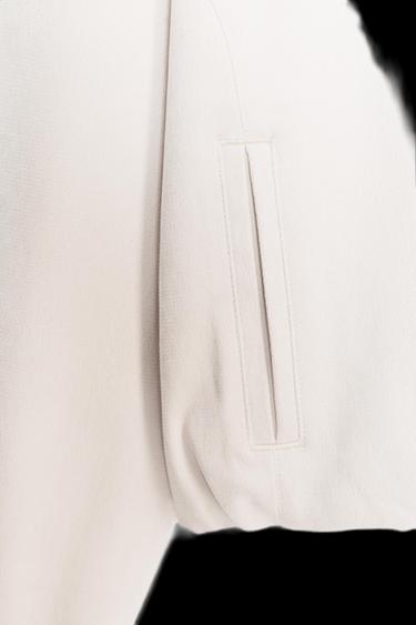Zara HOODED BOMBER JACKET - Ecru