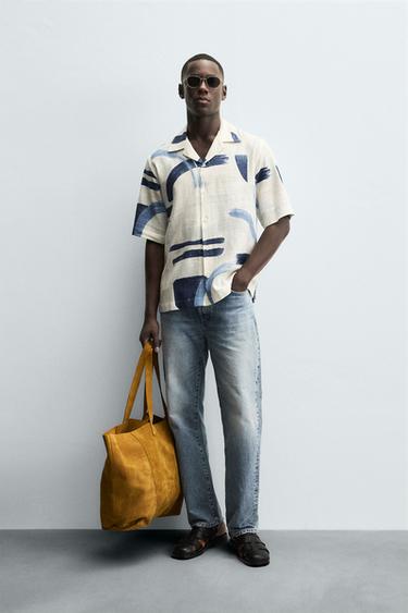 Zara ABSTRACT PRINT SHIRT - Blue