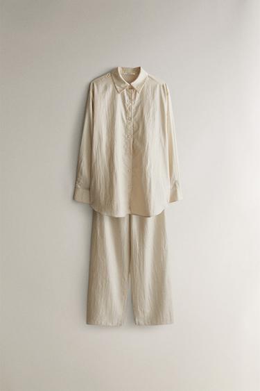 SATIN FINISH SHIRT - Beige by Zara - Image 3