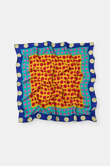 צעיף מודפס נקודות - כחול של Zara