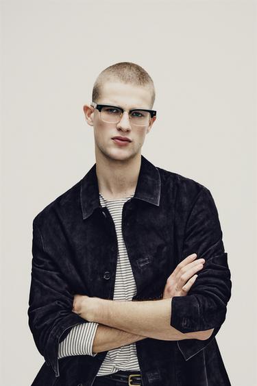 سترة قميصية من جلد الشامواه - بحري by Zara