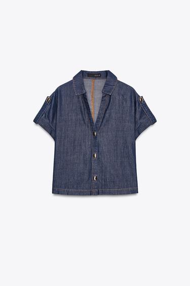 CHEMISE Z1975 EN JEAN À MANCHES COURTES - Bleu de Zara - Image 5