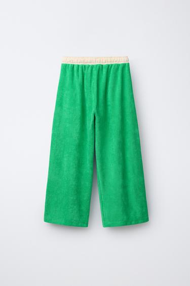 PANTALON WIDE LEG EFFET SERVIETTE - Vert de Zara - Image 1