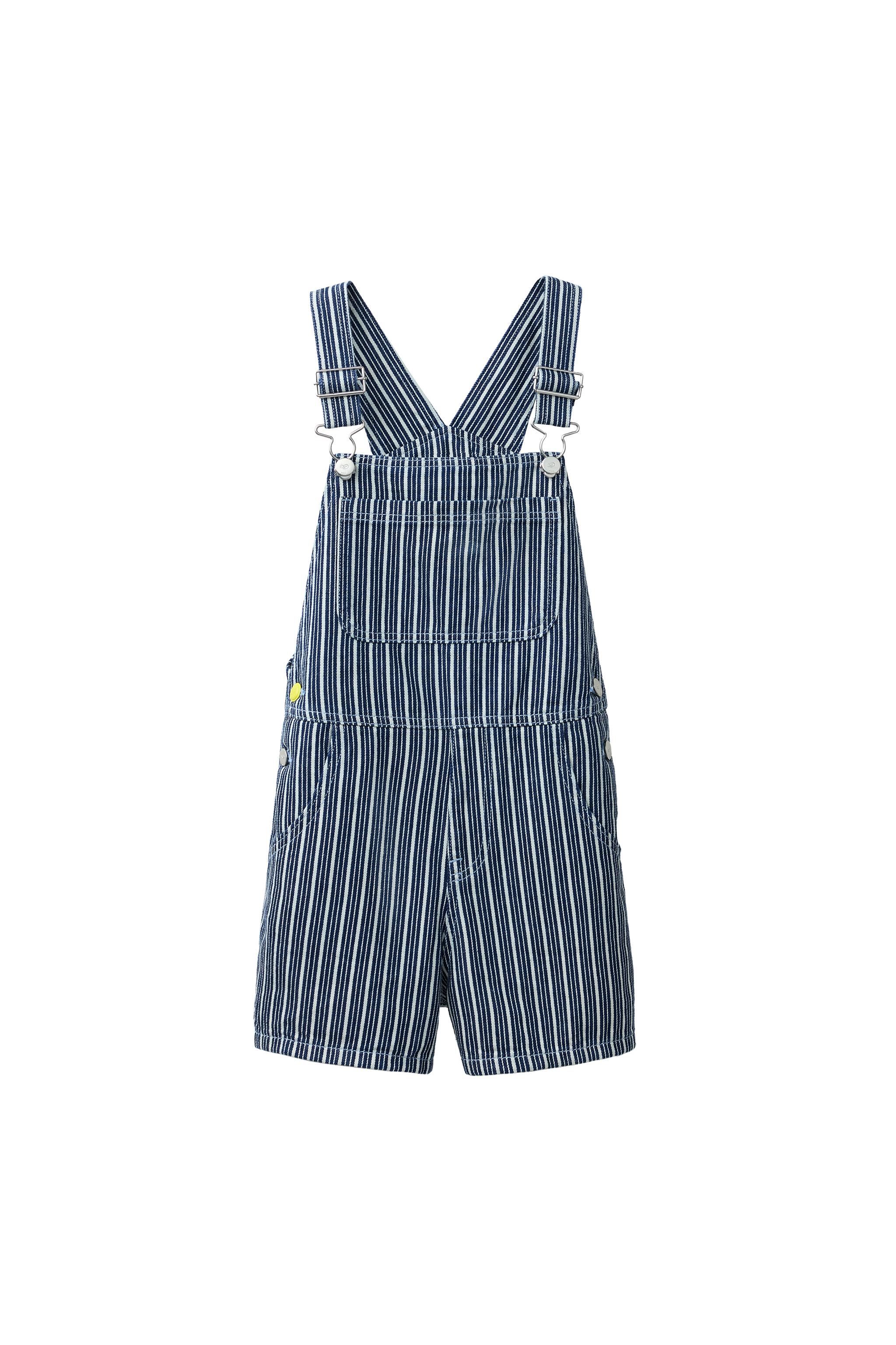 ショート丈ストライプ柄オーバーオール - ストライプ | ZARA Japan / 日本