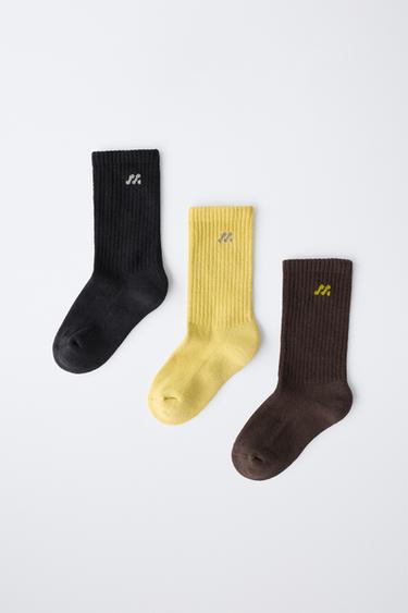 3-PACK OF LOGO SOCKS - Brown by Zara - Image 3