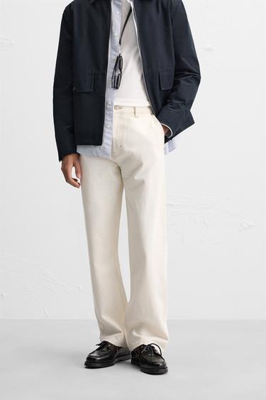 STRAIGHT-LEG CHINO JEANS - Ecru by Zara