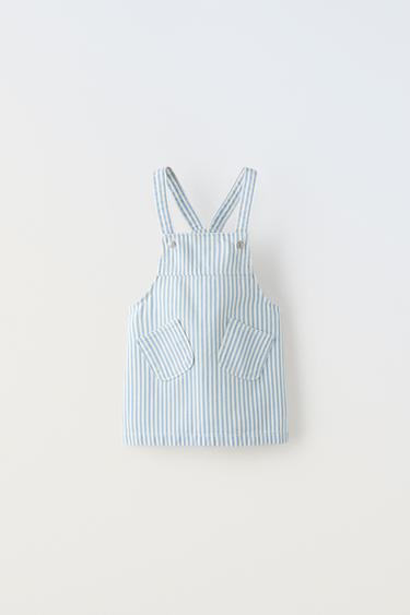 САРАФАН ИЗ ТВИЛА В ПОЛОСКУ — Синий/Белый от Zara — изображение 0
