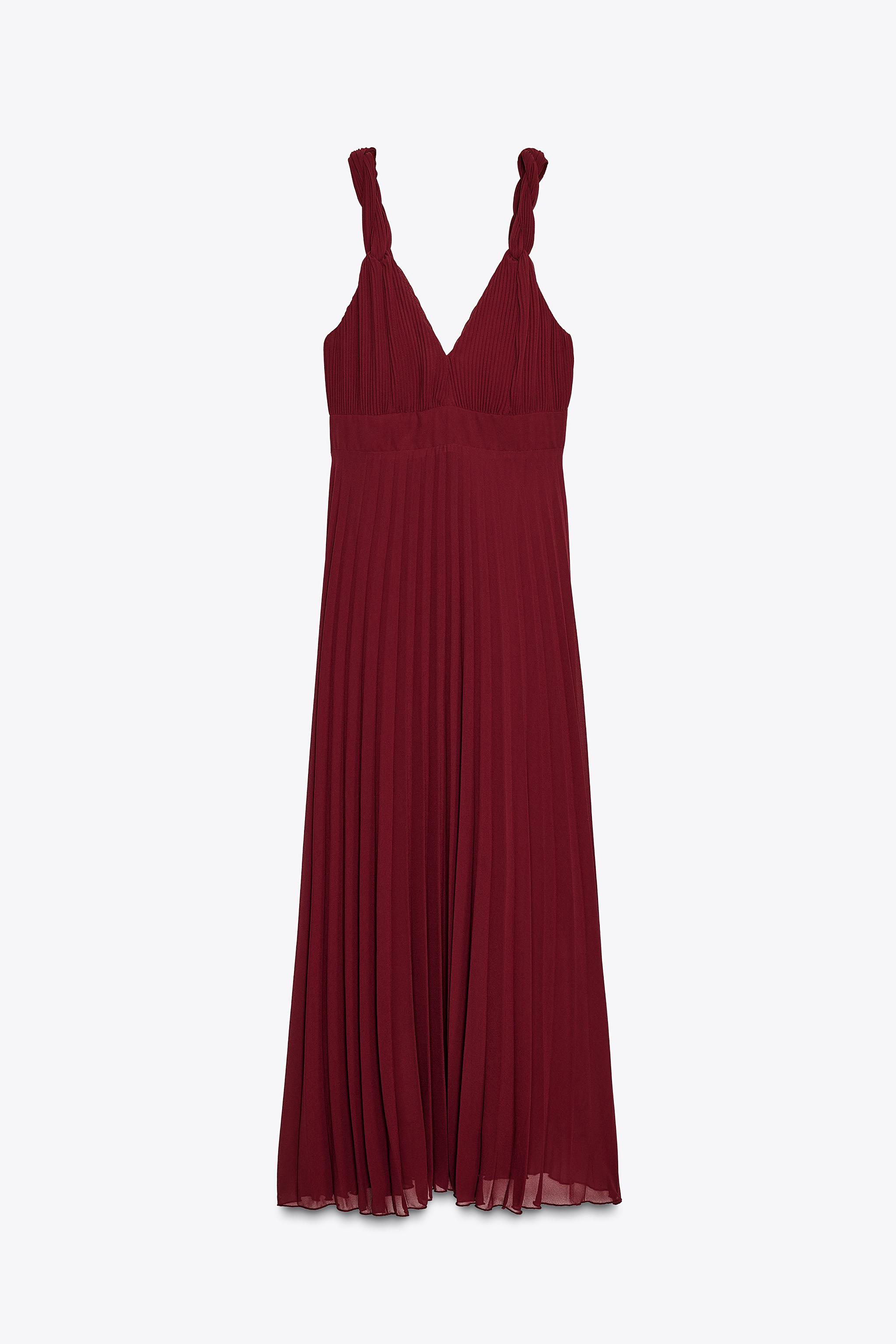 ZARA【NEW】PLEATED MIDI DRESS PLEATED MIDI DRESS - Terracotta | ZARA India