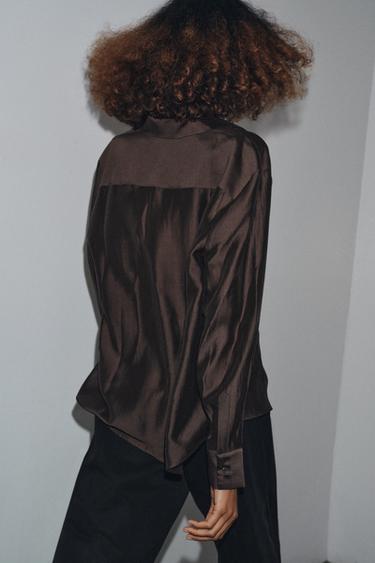 CHEMISE BRODÉE À POCHE ZW COLLECTION - Marron de Zara - Image 2