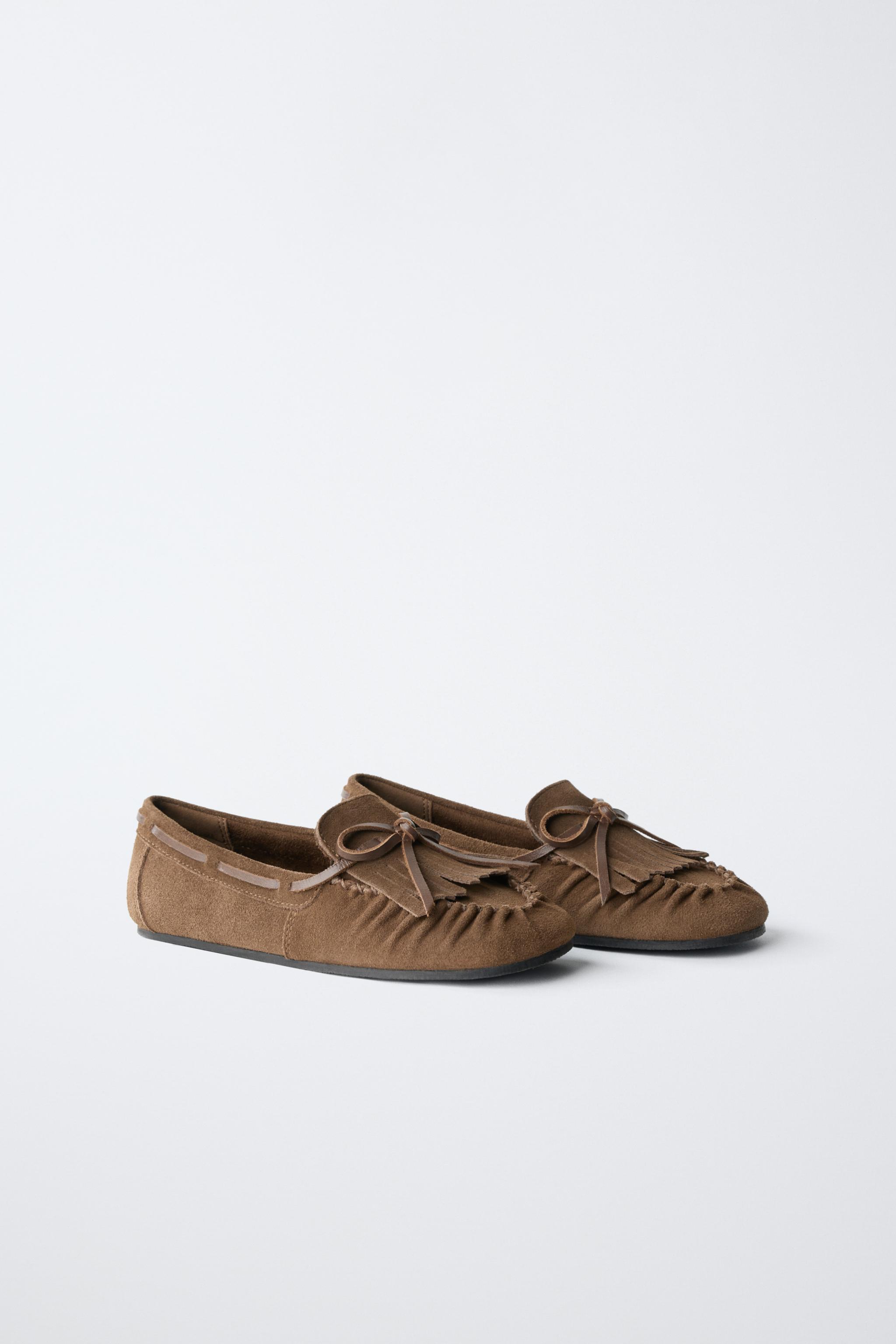 FRINGED LOAFERS — Brown