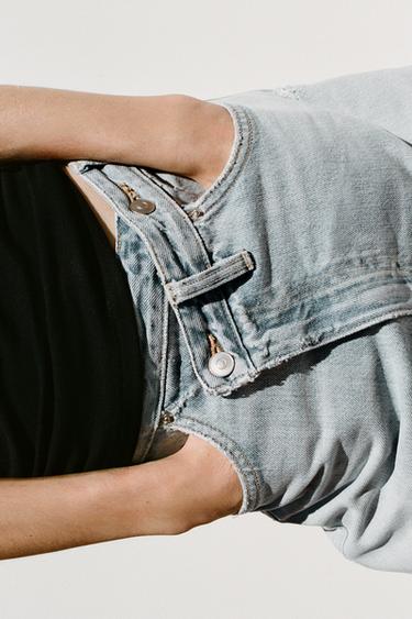 TRF HIGH-WAIST WIDE LEG CROSSOVER JEANS - Light blue by Zara - Image 3