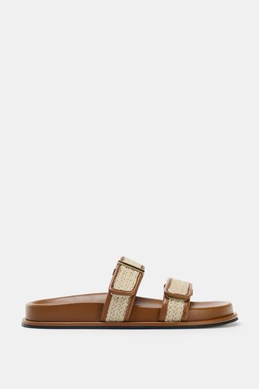 FABRIC STRAPPY SANDALS - Light beige by Zara