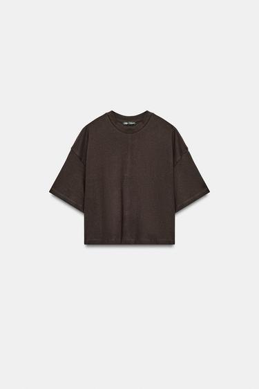 Zara SHORT SLEEVE T-SHIRT - Brown