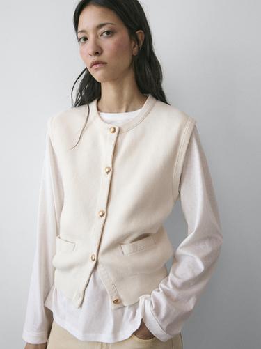 Zara 100% cotton boat neck T-shirt - White