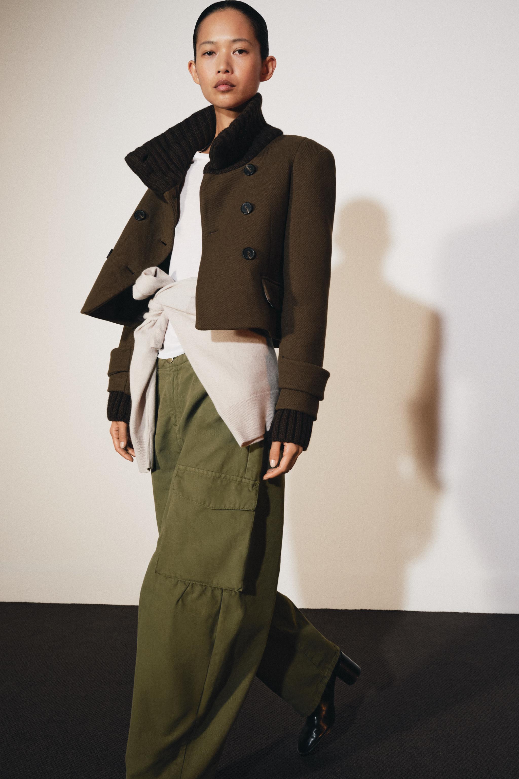 Manteau court combiné avec laine ZW COLLECTION