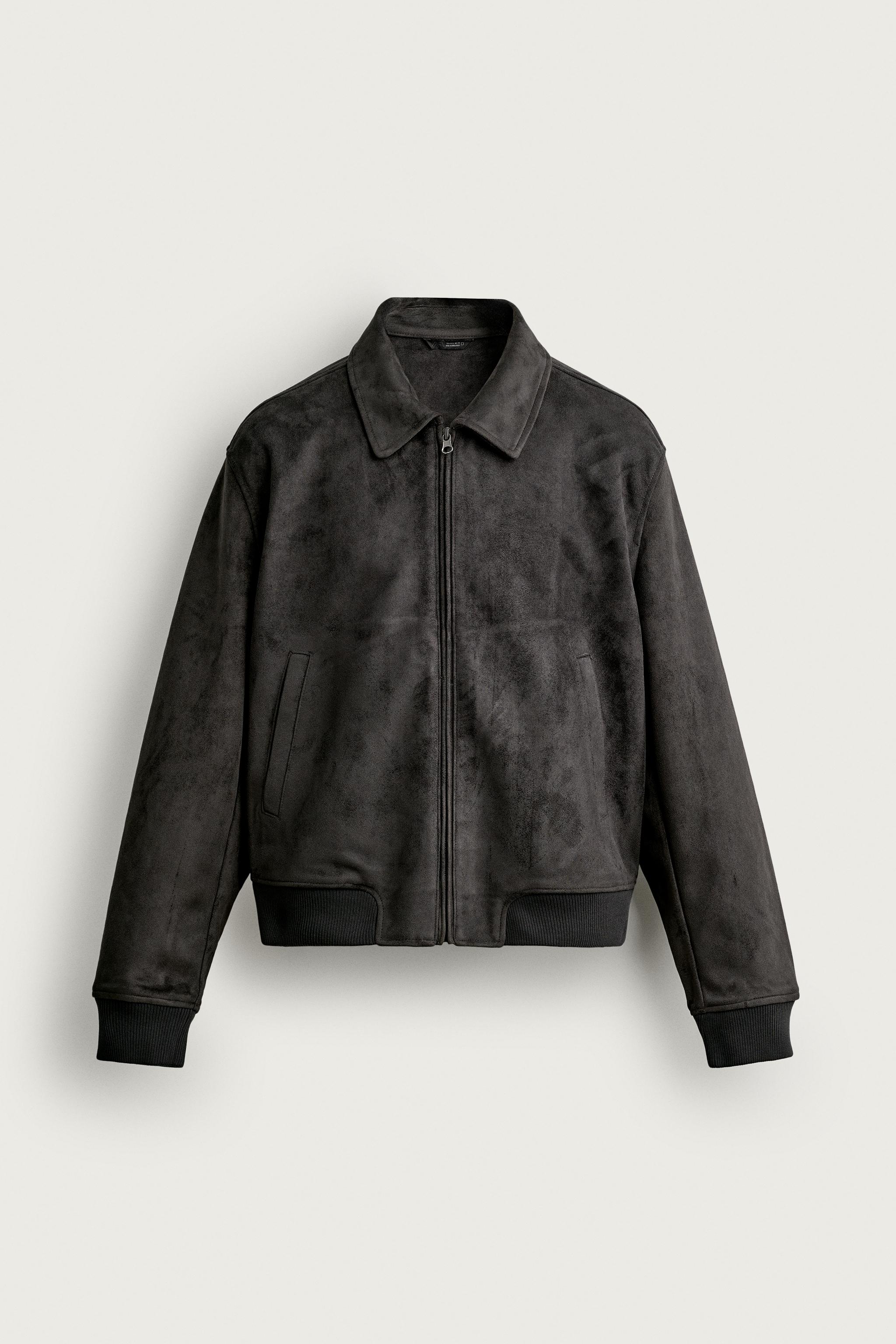Zara Suni Süet Bomber Ceket görsel 7