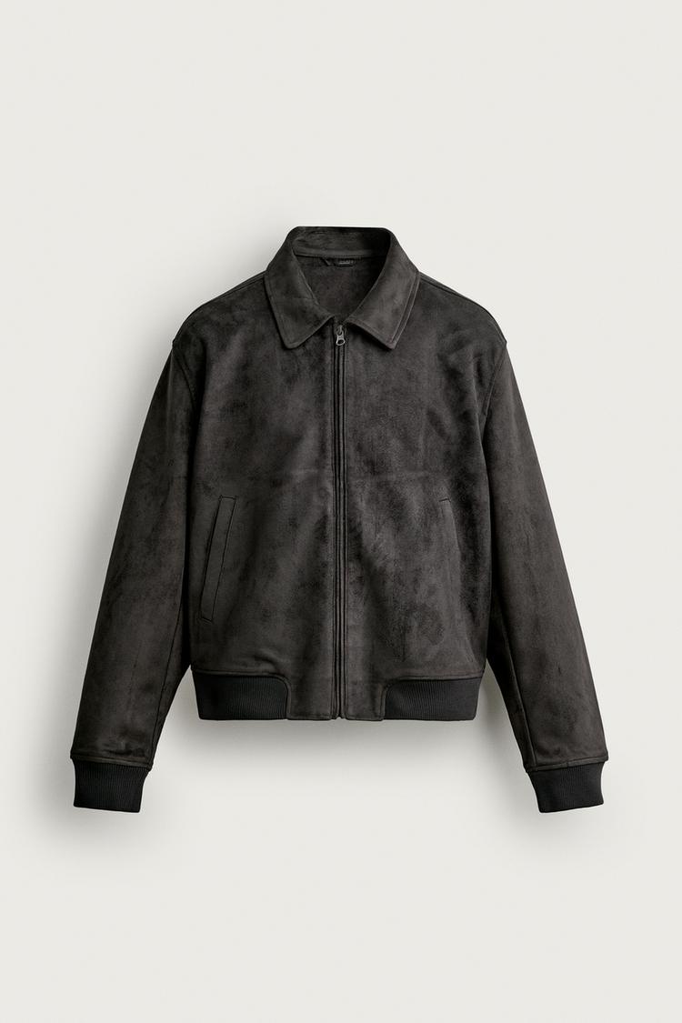 FAUX SUEDE BOMBER JACKET