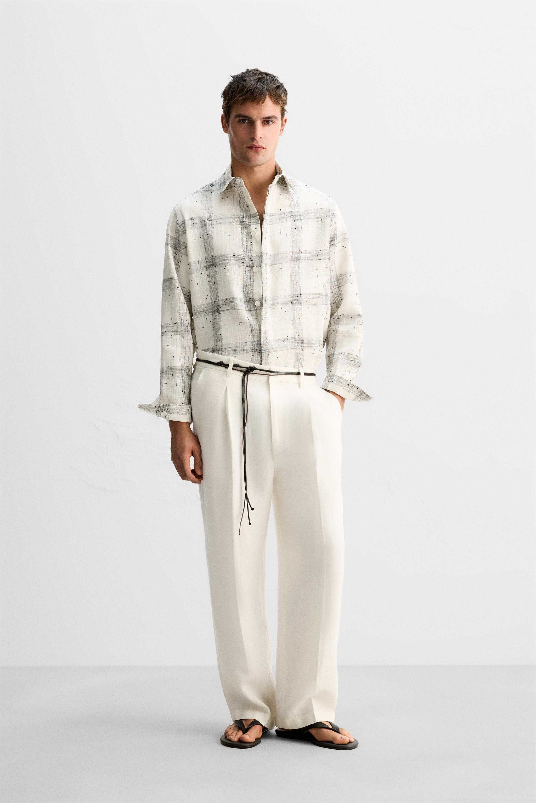 【ZARA】LIMITED EDITION 100% リネンプリーツパンツ LIMITED EDITION 100% リネンプリーツパンツ - エクリュ | ZARA