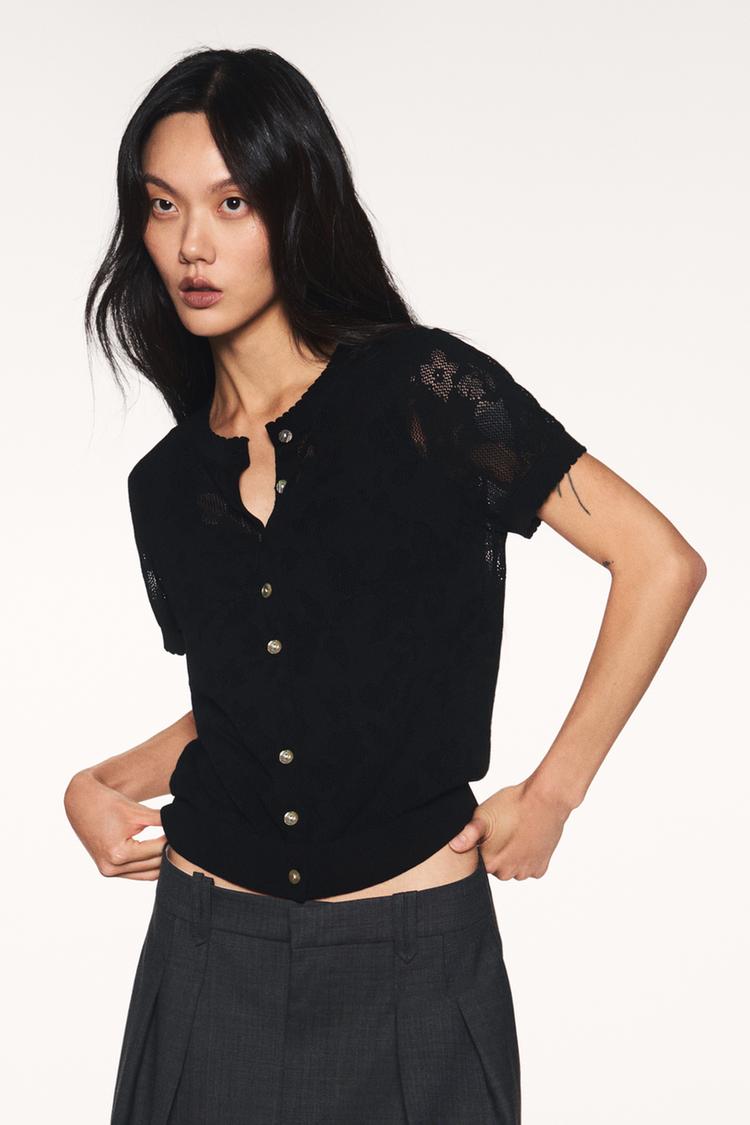 FLORAL SHORT SLEEVE CARDINGAN