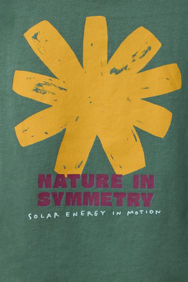 T-SHIRT TEINT EN PIÈCE IMPRIMÉ - Vert de Zara - Image 3