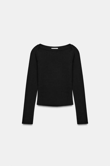 CAMISETA MANGA LARGA - Negro de Zara