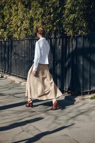 JUPE MI-LONGUE À CAPUCHE AVEC CEINTURE - Camel moyen de Zara - Image 3