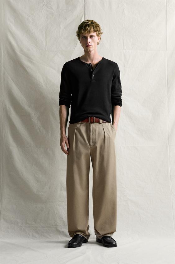 HENLEY T-SHIRT - Black by Zara - Image 0