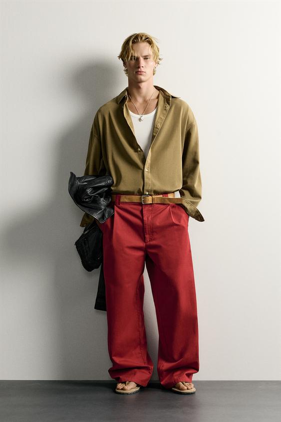CAMISA BOXY FIT ALGODÓN - LYOCELL - Mostaza de Zara - Imagen 0