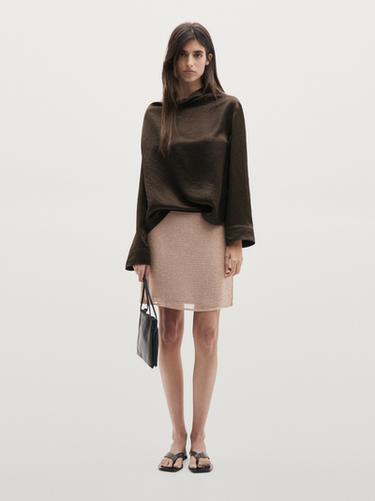 Zara Mini skirt with rhinestone detail - Red Stripe - Image 0