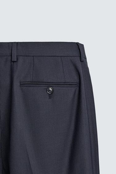 REGULAR FIT HOUNDSTOOTH SUIT TROUSERS - Navy blue by Zara - Image 7