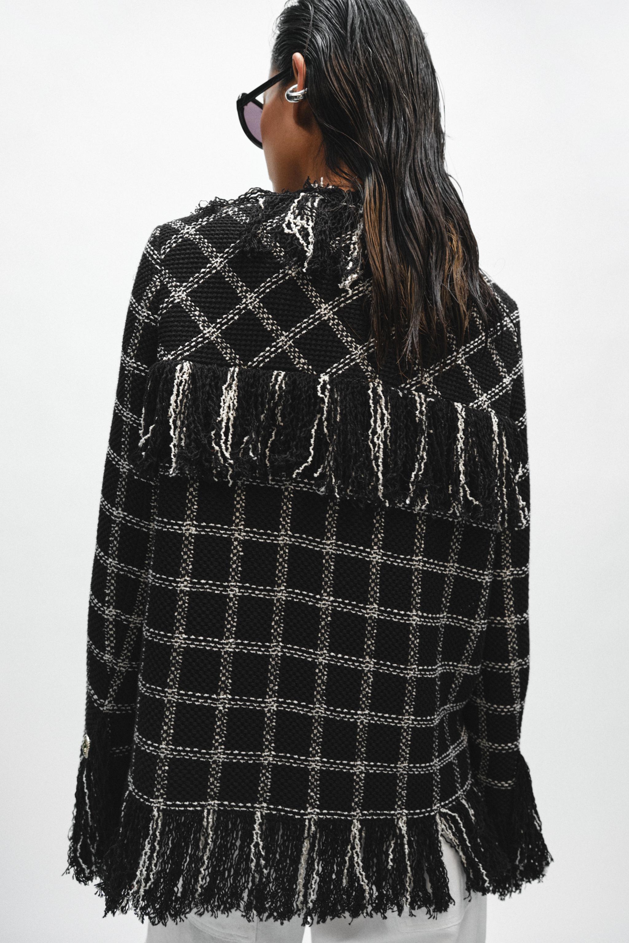 ZW COLLECTION FRINGED PLAID JACKET