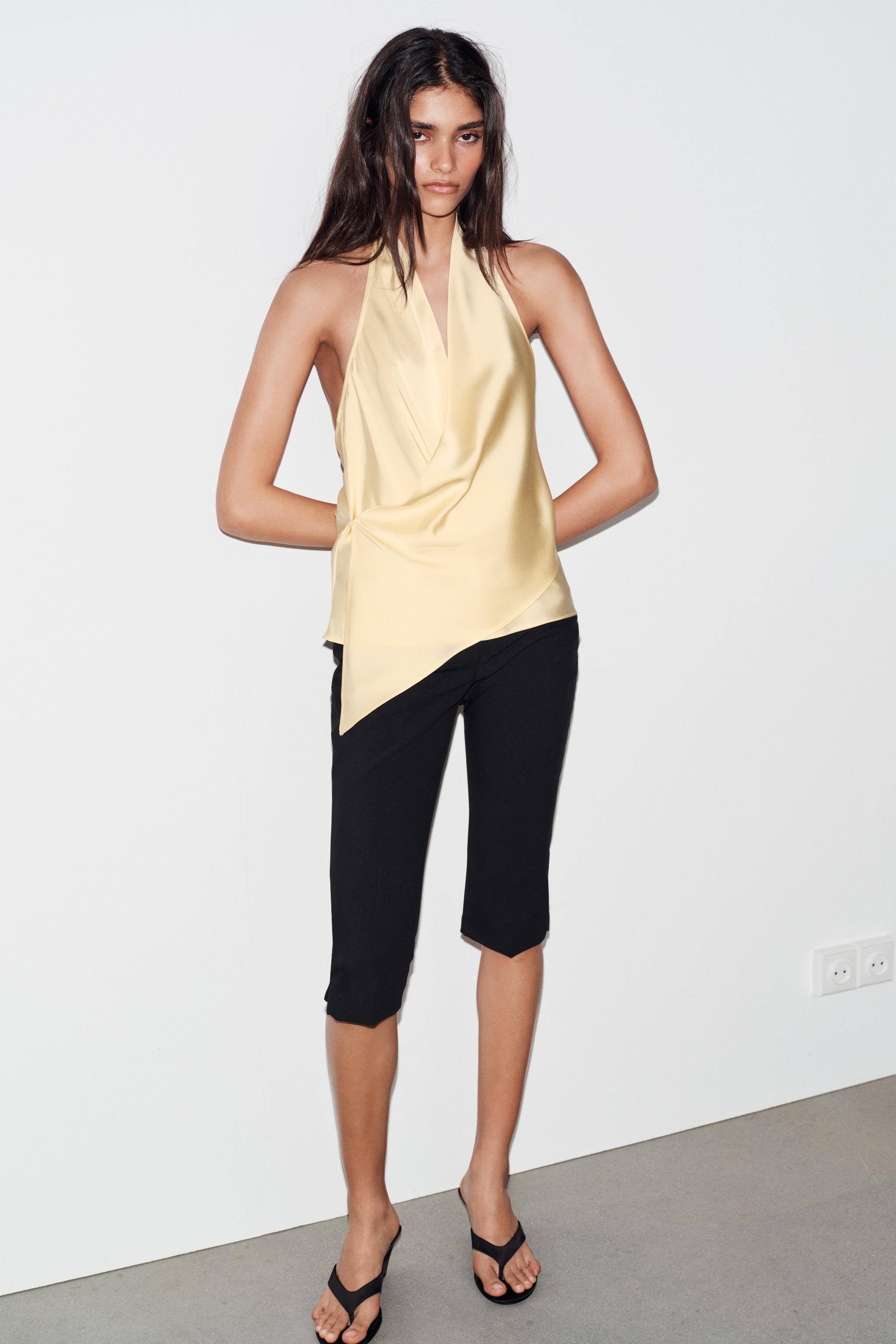 SATIN HALTER TOP - Light yellow | ZARA South Africa