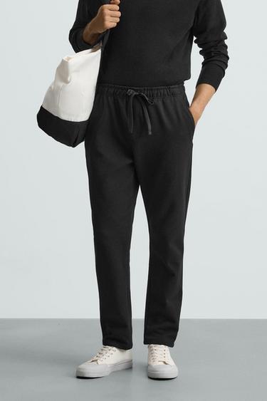 Zara JOGGER WAIST STRETCH PANTS - Black