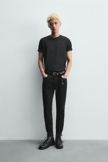 JEANS SKINNY CROPPED FIT - Negro de Zara