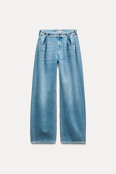 DNY Z1975 LOOSE WIDE LEG - stedn modr od Zara