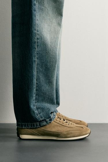 CASUAL LEATHER TRAINERS - Sand Brown by Zara - Image 0