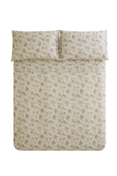 FLORAL SATEEN DUVET COVER (300 THREAD COUNT) - Beige by Zara